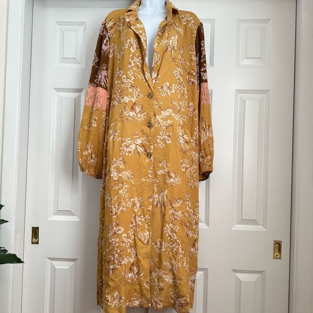 Sabrina Bohemian Duster Jacket Mustard Floral - Picture 4 of 9